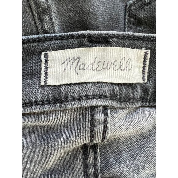Madewell Black Jeans 9" High Rise Skinny Destroyed Holes Raw Hem Sz 26 Tall - Picture 5 of 5